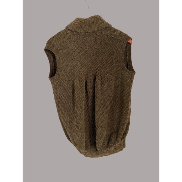Vintage Cathy Waterman Handknit Sleeveless Cardigan Vest Brown Wool Blend - Picture 8 of 8